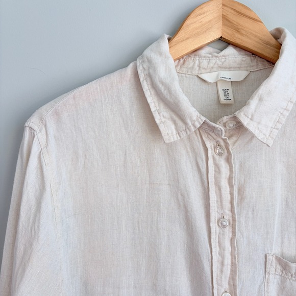 H&M 100% Linen Button Down Normcore Minimalistic Neutral Beige Women's Medium - Picture 8 of 11